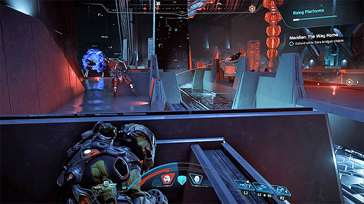 You have to defend yourself while platforms are being raised - Meridian: The Way Home | Priority Ops - Priority Ops (Main quests) - Mass Effect: Andromeda Game Guide