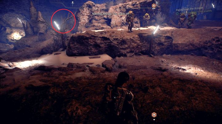 The way to Ravanor Brenks location is circled in the picture. - Parlay with the Krogan | Elaaden - Elaaden - Mass Effect: Andromeda Game Guide