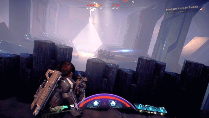 Use the high ground to eliminate the enemies easily. - Investigate Remnant Derelict on Elaaden - Elaaden - Mass Effect: Andromeda Game Guide