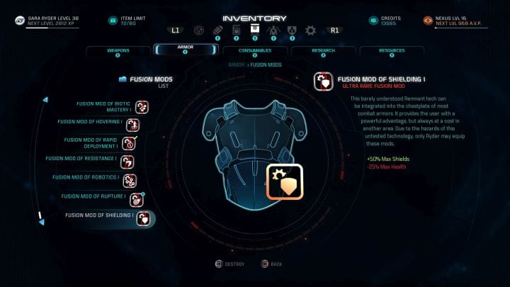 Fusion Mods give huge bonuses to one stat, with a penalty to another. - How do Fusion Mods work and where to get them? - FAQ - Frequently asked questions - Mass Effect: Andromeda Game Guide