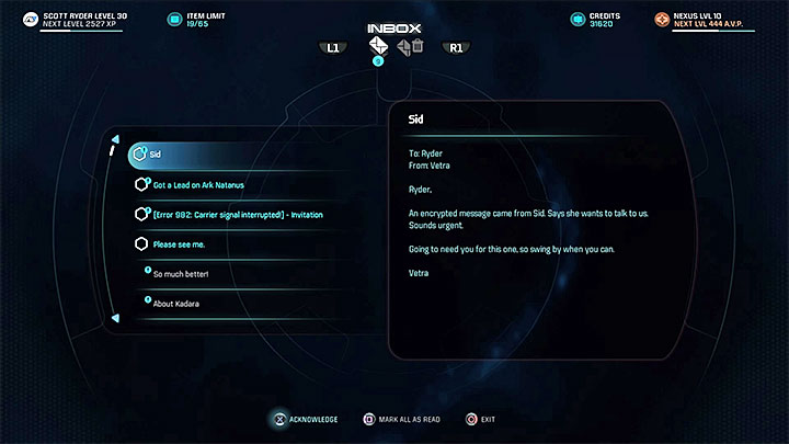 Read the e-mail from Vetra and meet with her personally - Vetra Nyx: Means and Ends - Allies and Relationships quests - Mass Effect: Andromeda Game Guide
