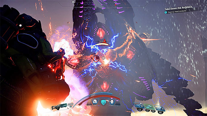 When it becomes possible you must weaken the cables on the Architects head - Take Down the Architect on Kadara | Kadara | Heleus Assignments - Kadara - Mass Effect: Andromeda Game Guide