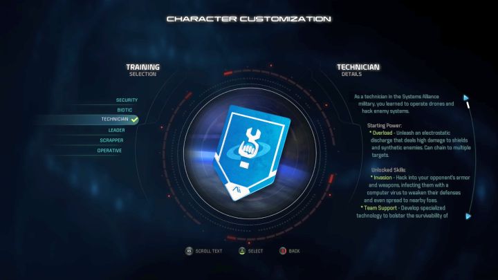 Technician training selection. - Technician | Trainings - Character training - Mass Effect: Andromeda Game Guide