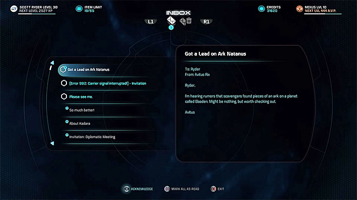 Read the e-mail from Avitus Rix - Turian Ark: Lost But Not Forgotten | Allies and Relationships - Allies and Relationships quests - Mass Effect: Andromeda Game Guide