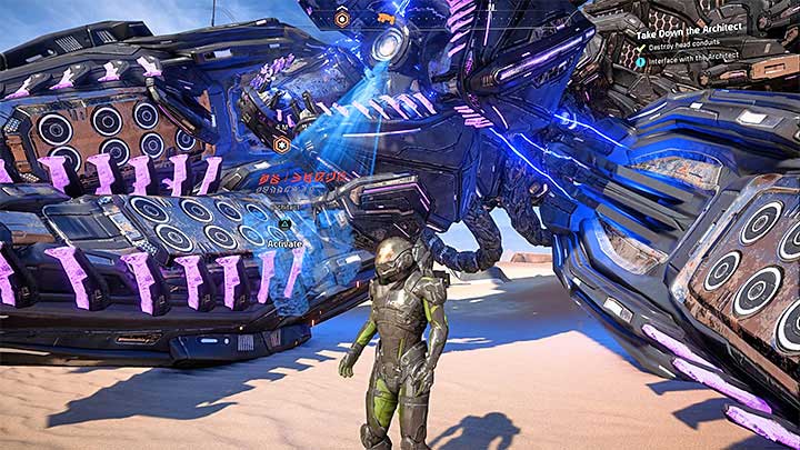 Run to the fallen bosss head - How to defeat the Eos Remnant Architect? | Boss fights | Walkthrough - Boss battles - Mass Effect: Andromeda Game Guide