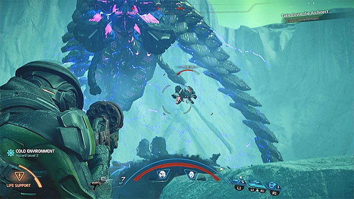 Try to always defeat all of the regular bots before you can weaken the Architect again - How to defeat the Voeld Remnant Architect? | Boss fights | Walkthrough - Boss battles - Mass Effect: Andromeda Game Guide