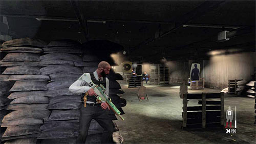 Another room is a shooting gallery and the best solution is to stand behind the biggest stack of bags with the sand (screen) - Chapter XIII - p. 5 - Walkthrough - Max Payne 3 Game Guide & Walkthrough