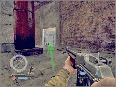 The first group of enemy soldiers is standing just around the corner - Destroy Munitions Stockpile - part 2 - Operation Varsity - Medal of Honor: Airborne - Game Guide and Walkthrough