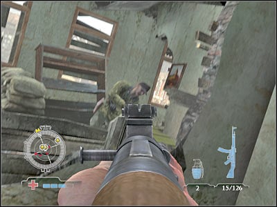 I wouldn't recommend moving towards the second MG site, because we'll deal with this problem later during the mission - Collect Gammon Grenades - Operation Market Garden - Medal of Honor: Airborne - Game Guide and Walkthrough