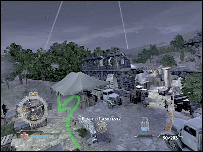 Once you've dealt with the first group of enemy soldiers, try moving to the north - Sabotage Fuel Containers - Operation Avalanche - Medal of Honor: Airborne - Game Guide and Walkthrough