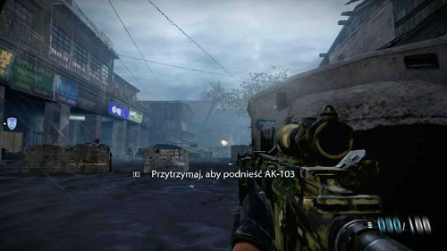 When the area is clean (one of the companions will tell you, and the game will auto-save), hide behind the white truck on the right (see picture above) and start to lean to the left - Mission 06: Rip Current - Campaign - Medal of Honor: Warfighter - Game Guide and Walkthrough