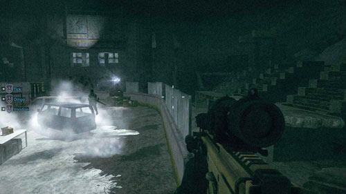 Stick to the left side of the ice rink, there is less smoke and slowly work your way forward - piles of boxes from one to the other - Mission 11: Old Friends - Campaign - Medal of Honor: Warfighter - Game Guide and Walkthrough