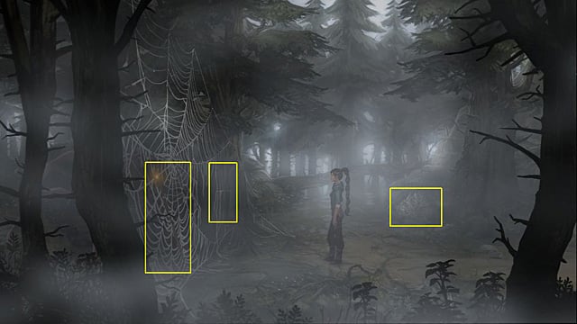 By using a dagger go through the thorn bush and then go to the left - Overcome the thorn bush with the spiders and rescue the staff from the spiders nest - Chapter III - Memoria - Game Guide and Walkthrough