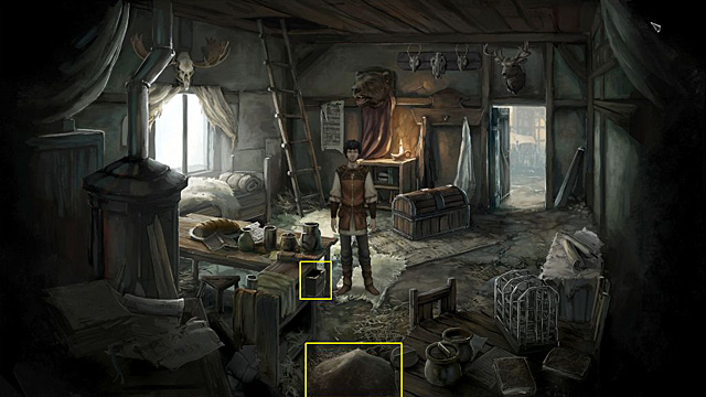 Use the broom with the heap of dust - Examine the scene of the crime and find a way into Owlrics - Chapter IV - Memoria - Game Guide and Walkthrough