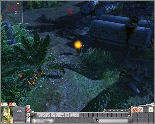 Find the one that is patrolling the courtyard and around fuel tanks - Mission 2: Bon Voyage to Cambodia - p. 2 - USA - Men of War: Vietnam - Game Guide and Walkthrough