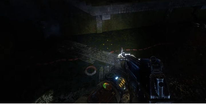 Keep moving up the building until you reach the room with boards below you - Metro Exodus Sams Story: Night Stashes - list - Secrets - Metro Exodus Guide