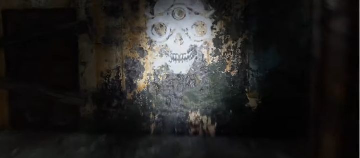 Inside, you will find a white skull painted on the wall - Metro Exodus Sams Story: Night Stashes - list - Secrets - Metro Exodus Guide