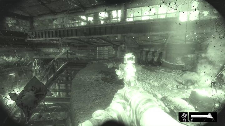 Wear a mask and walk forward - Metro Exodus: Hangar with a big fish - walkthrough - Volga - Metro Exodus Guide