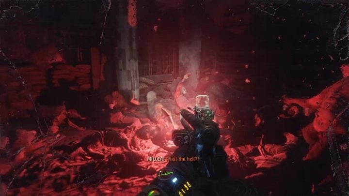 Proceed forward until Miller uses the red flare - Metro Exodus: Way the metro and finding the boy - walkthrough - Dead City - Metro Exodus Guide