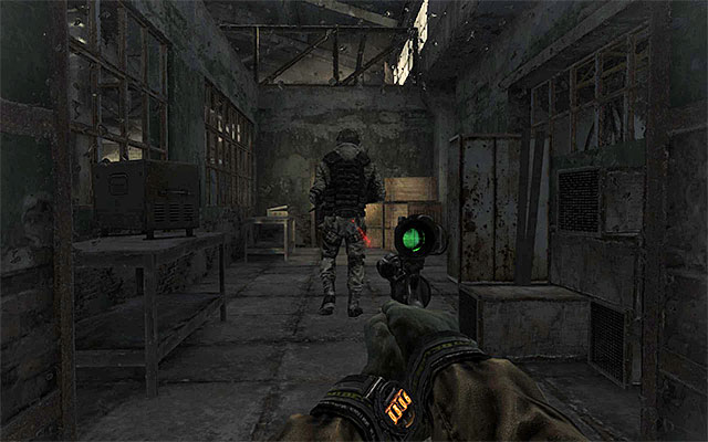 Regardless of how you have decided to act, make your way into the small room patrolled by a single guard (shown in the above screenshot) - Find about the plans of the Red Line troops | Chapter 25: Depot - Chapter 25: Depot - Metro: Last Light Game Guide