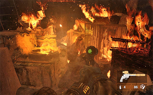 Enter the burning corridor and sprint through to avoid taking excessive damage - Find and save Anna | Chapter 19: Contagion - Chapter 19: Contagion - Metro: Last Light Game Guide