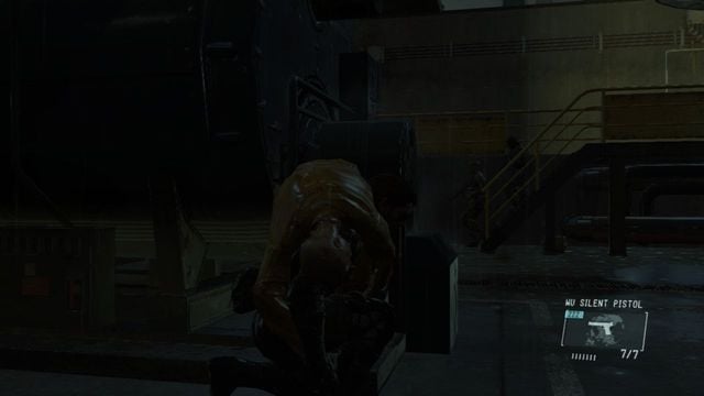 Watch out for the two guards walking down the stairs - Extracting Paz - Walkthrough - Metal Gear Solid V: Ground Zeroes - Game Guide and Walkthrough