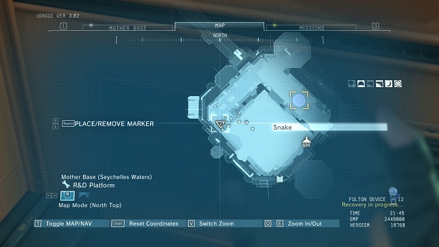 Location of the diamond. - Rough Diamonds in the Mother Base - Rough Diamonds - Metal Gear Solid V: The Phantom Pain Game Guide & Walkthrough