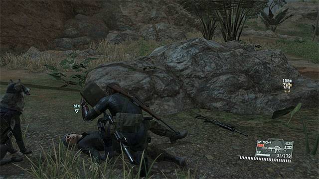 Approach the snipers from behind or from the side and use for example a pistol to put them to sleep. - Eliminating five snipers from around Kungenga Mine | Walkthrough - Mission 18 - Blood Runs Deep - Metal Gear Solid V: The Phantom Pain Game Guide & Walkthrough
