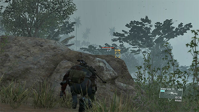 Hide behind the rocks and other large covers. - Battle with Skulls female snipers | Walkthrough - Mission 28 - Code Talker - Metal Gear Solid V: The Phantom Pain Game Guide & Walkthrough