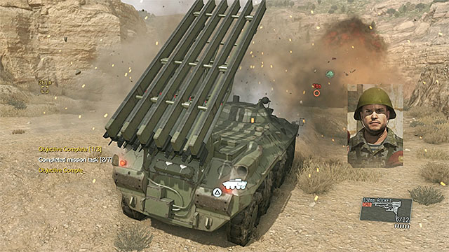 Use the rockets when the convoy gets into your rang of attack. - Eliminating the colonel and the tanks from the convoy | Walkthrough - Mission 8 - Occupation Forces - Metal Gear Solid V: The Phantom Pain Game Guide & Walkthrough