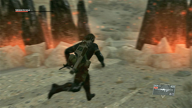 A lot more dangerous from the typically used attacks of the boss is the one, which is associated with the sword-like weapon - List of Sahelanthropus attacks | Walkthrough - Mission 31 - Sahelanthropus - Metal Gear Solid V: The Phantom Pain Game Guide & Walkthrough