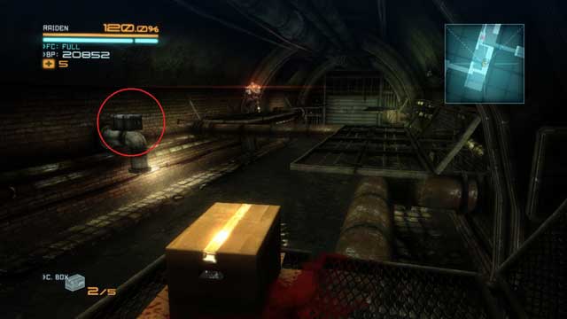 There is a Data Storage on the pipe. - R-02 Research Facility - The Main Campaign - walkthrough - Metal Gear Rising: Revengeance - Game Guide and Walkthrough