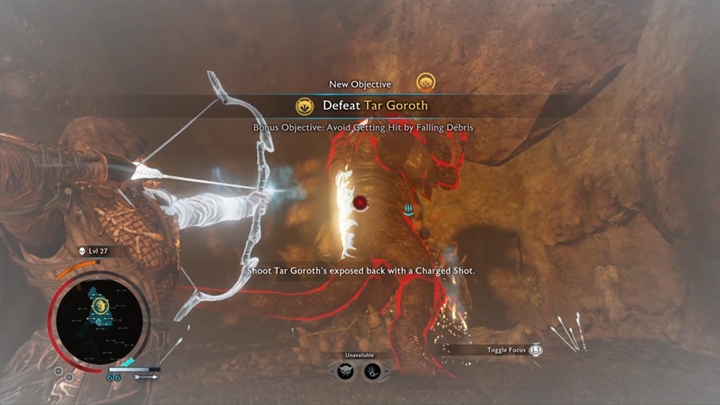 Shoot the bright spots on the beasts back. - Shadow of War: Carnans Bane - Walkthrough - Act 2 - Rise to Power - Middle-earth: Shadow of War Game Guide