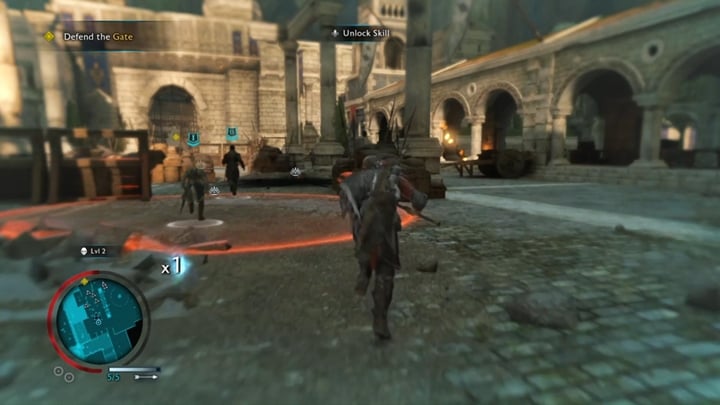 Follow Idril and watch out for siege attacks. - Shadow of War: Seeing Stone - Walkthrough - Act 1 - The Siege of Minas Ithil - Middle-earth: Shadow of War Game Guide