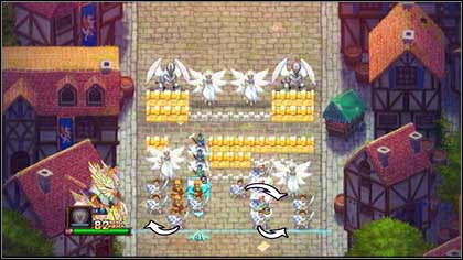 Use two next moves to create an Angel attack formation on the right - Holy Griffin Empire - Battle puzzles - Might & Magic: Clash of Heroes - Game Guide and Walkthrough