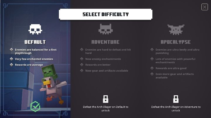 This is the basic mode that is available in the game - Minecraft Dungeons: Game difficulty levels - Starting tips - Minecraft Dungeons Guide
