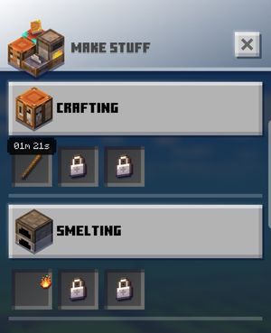 The crafting panel has been divided into two segments - construction and smelting - How does the crafting system work in Minecraft Earth? - FAQ - Minecraft Earth Guide