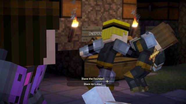 You face the next important choice when you have to rescue one of the party members - Important choices - Minecraft: Story Mode: A Telltale Games Series - Game Guide and Walkthrough