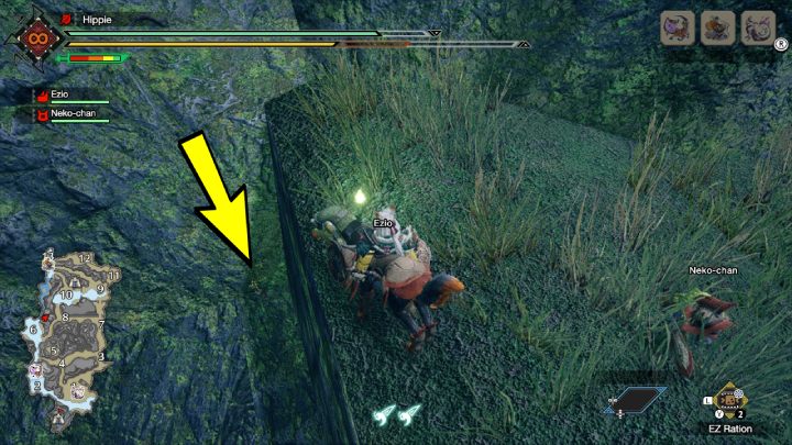 The second Old Message is located between areas 6 and 8 - Monster Hunter Rise: Old Messages - Shrine Ruins, collectibles, map - Temple Ruins - Monster Hunter Rise Guide