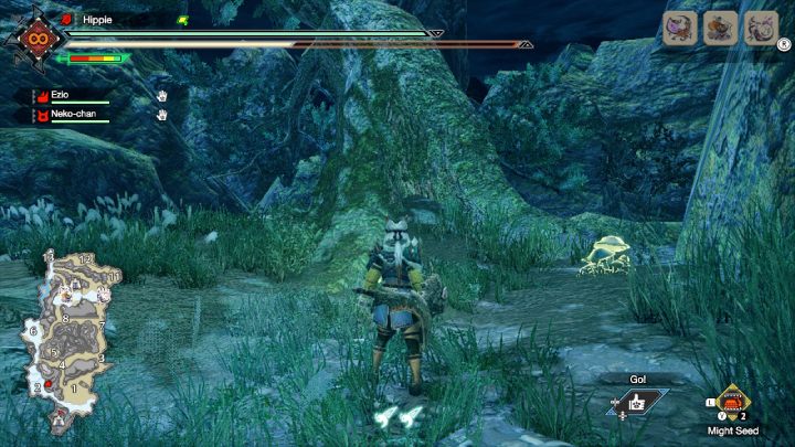 The seventh Old Message is on a tree hanging above area 2 - Monster Hunter Rise: Old Messages - Shrine Ruins, collectibles, map - Temple Ruins - Monster Hunter Rise Guide