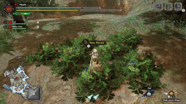 The fourth Old Message is in the bushes between areas 10 and 11 - Monster Hunter Rise: Old Messages - Flooded Forest, collectibles, map - The Sunken Forest - Monster Hunter Rise Guide