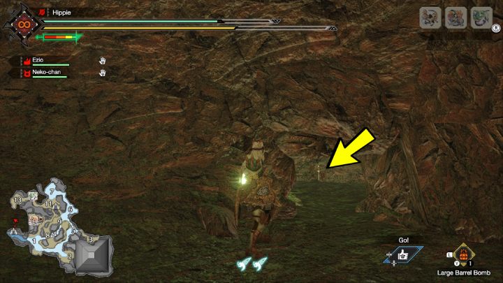 The ninth Old Message is in a small cave between the main camp and area 13 - Monster Hunter Rise: Old Messages - Flooded Forest, collectibles, map - The Sunken Forest - Monster Hunter Rise Guide