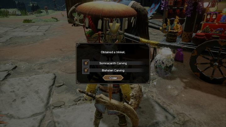 After finding all 10 messages from the Flooded Forest, return to the village and talk to Kagero the Merchant - Monster Hunter Rise: Old Messages - Flooded Forest, collectibles, map - The Sunken Forest - Monster Hunter Rise Guide