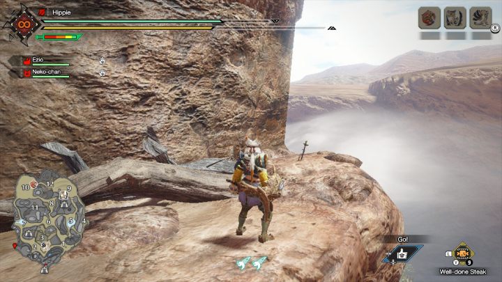 The first Old Message is located at the edge of the map, near area 2 - Monster Hunter Rise: Old Messages - Sandy Plains, collectibles, map - Sand Plains - Monster Hunter Rise Guide