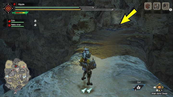 The fifth Old Message is located behind the stone bridge, between areas 8 and 12 - Monster Hunter Rise: Old Messages - Sandy Plains, collectibles, map - Sand Plains - Monster Hunter Rise Guide