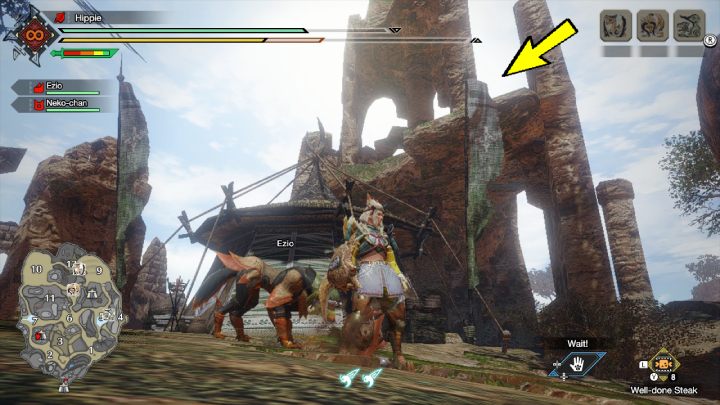 The seventh Old Message is near sub-camp 2, between areas 3 and 7 - Monster Hunter Rise: Old Messages - Sandy Plains, collectibles, map - Sand Plains - Monster Hunter Rise Guide