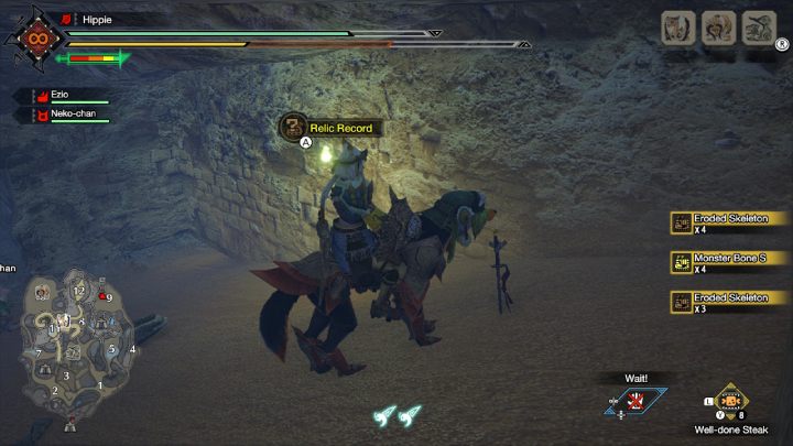 The ninth Old Message is hidden underground in area 9, in the south room - Monster Hunter Rise: Old Messages - Sandy Plains, collectibles, map - Sand Plains - Monster Hunter Rise Guide