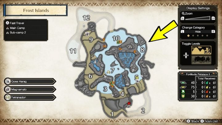 The Monksnail appears on the ocean, behind Area 8 on the map - Monster Hunter Rise: Monksnail - how to find? - Fighting & Hunting - Monster Hunter Rise Guide