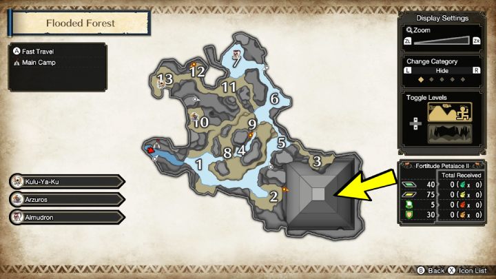 The Quetzalcobra is located in a secret room at the back of the pyramid - Monster Hunter Rise: Quetzalcobra - how to find? - Fighting & Hunting - Monster Hunter Rise Guide