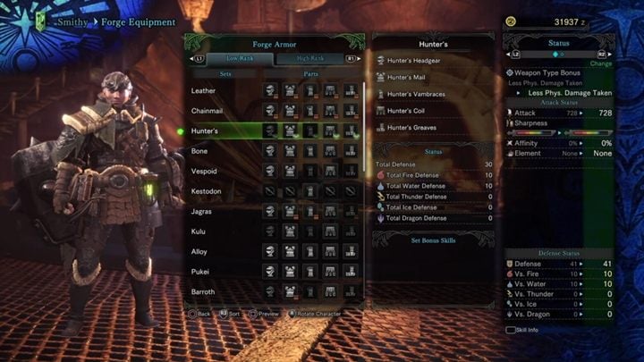 Hunters armor - stats and resistances - Armors - Low Rank in Monster Hunter World - Workshop - Monster Hunter World Game Guide